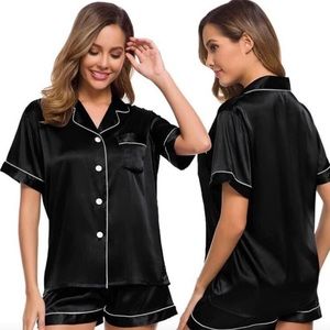 Black Silk Pajama Set